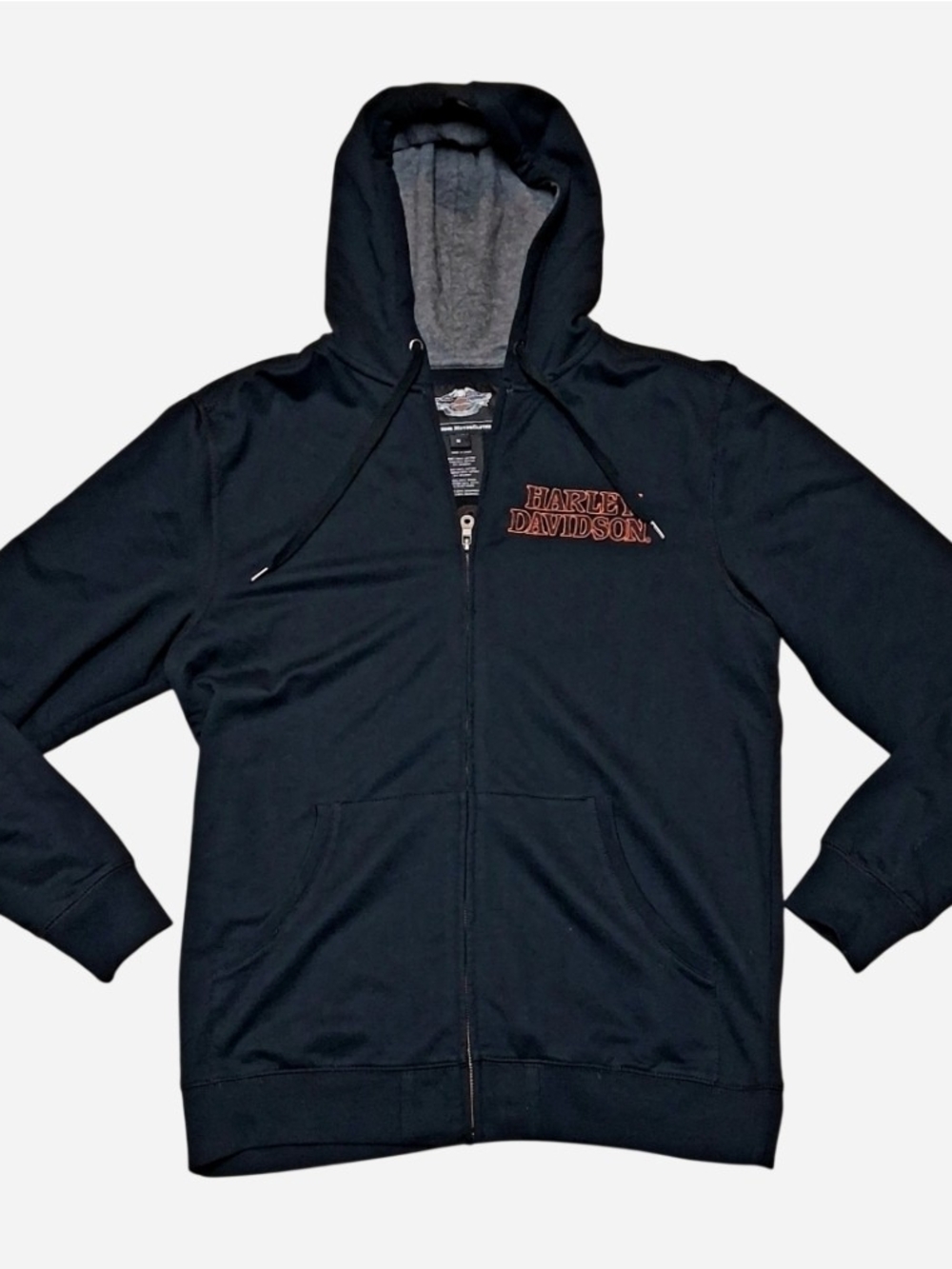 Harley-Davidson Men’s Black Zip-Up Hoodie with Skull Back Logo